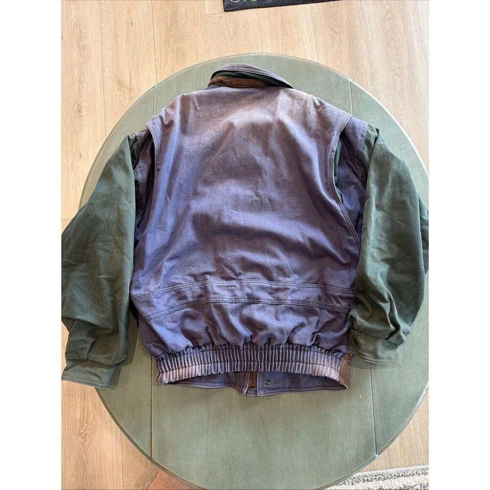 Vtg Peerless Garments Faded Leather Canvas Bomber Jacket Men’s M Colorblock 90s‎